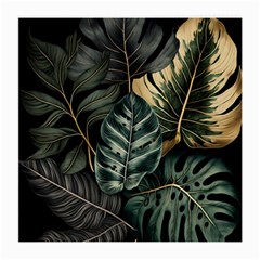 Tropical Leaves Foliage Monstera Nature Home Medium Glasses Cloth (2 Sides) by Pakjumat