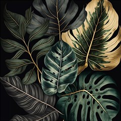 Tropical Leaves Foliage Monstera Nature Home Play Mat (square) by Pakjumat