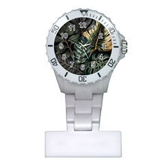 Tropical Leaves Foliage Monstera Nature Home Plastic Nurses Watch by Pakjumat