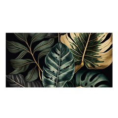 Tropical Leaves Foliage Monstera Nature Home Satin Shawl 45  X 80  by Pakjumat