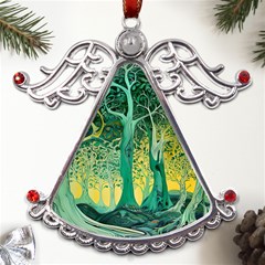 Nature Trees Forest Mystical Forest Jungle Metal Angel With Crystal Ornament by Pakjumat