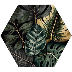 Tropical Leaves Foliage Monstera Nature Home Wooden Puzzle Hexagon by Pakjumat