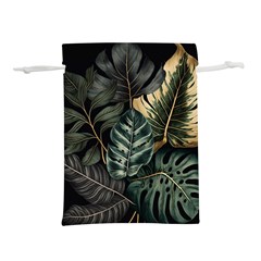 Tropical Leaves Foliage Monstera Nature Home Lightweight Drawstring Pouch (m) by Pakjumat