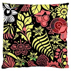 Flower Leaves Floral Flora Nature Large Cushion Case (one Side) by Pakjumat