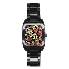 Flower Leaves Floral Flora Nature Stainless Steel Barrel Watch by Pakjumat