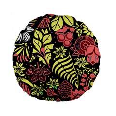 Flower Leaves Floral Flora Nature Standard 15  Premium Flano Round Cushions by Pakjumat