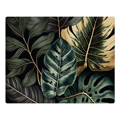 Tropical Leaves Foliage Monstera Nature Home Premium Plush Fleece Blanket (large) by Pakjumat