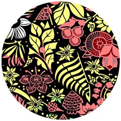 Flower Leaves Floral Flora Nature Wooden Puzzle Round by Pakjumat