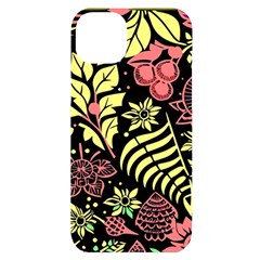 Flower Leaves Floral Flora Nature Iphone 14 Plus Black Uv Print Case by Pakjumat