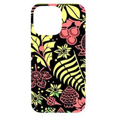 Flower Leaves Floral Flora Nature Iphone 14 Pro Max Black Uv Print Case by Pakjumat