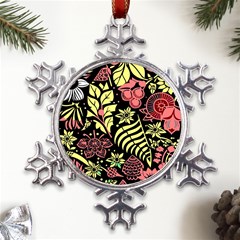 Flower Leaves Floral Flora Nature Metal Large Snowflake Ornament by Pakjumat