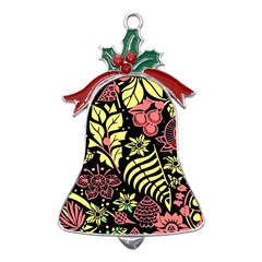 Flower Leaves Floral Flora Nature Metal Holly Leaf Bell Ornament by Pakjumat