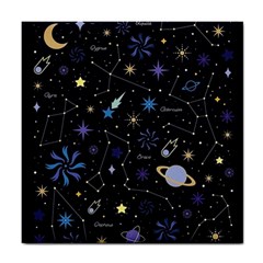 Starry Night  Space Constellations  Stars  Galaxy  Universe Graphic  Illustration Tile Coaster by Pakjumat