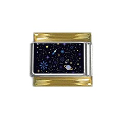 Starry Night  Space Constellations  Stars  Galaxy  Universe Graphic  Illustration Gold Trim Italian Charm (9mm) by Pakjumat