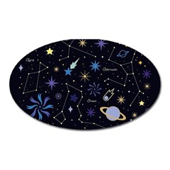 Starry Night  Space Constellations  Stars  Galaxy  Universe Graphic  Illustration Oval Magnet by Pakjumat