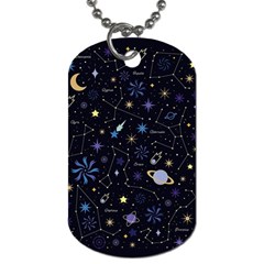 Starry Night  Space Constellations  Stars  Galaxy  Universe Graphic  Illustration Dog Tag (two Sides) by Pakjumat