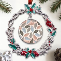 Leaves Pastel Background Nature Metal X mas Wreath Holly Leaf Ornament by Pakjumat