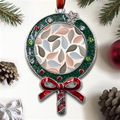 Leaves Pastel Background Nature Metal X mas Lollipop With Crystal Ornament by Pakjumat