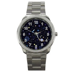 Starry Night  Space Constellations  Stars  Galaxy  Universe Graphic  Illustration Sport Metal Watch by Pakjumat