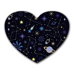 Starry Night  Space Constellations  Stars  Galaxy  Universe Graphic  Illustration Heart Mousepad