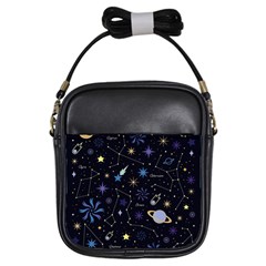 Starry Night  Space Constellations  Stars  Galaxy  Universe Graphic  Illustration Girls Sling Bag