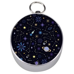 Starry Night  Space Constellations  Stars  Galaxy  Universe Graphic  Illustration Silver Compasses by Pakjumat