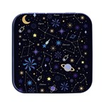 Starry Night  Space Constellations  Stars  Galaxy  Universe Graphic  Illustration Square Metal Box (Black) Front