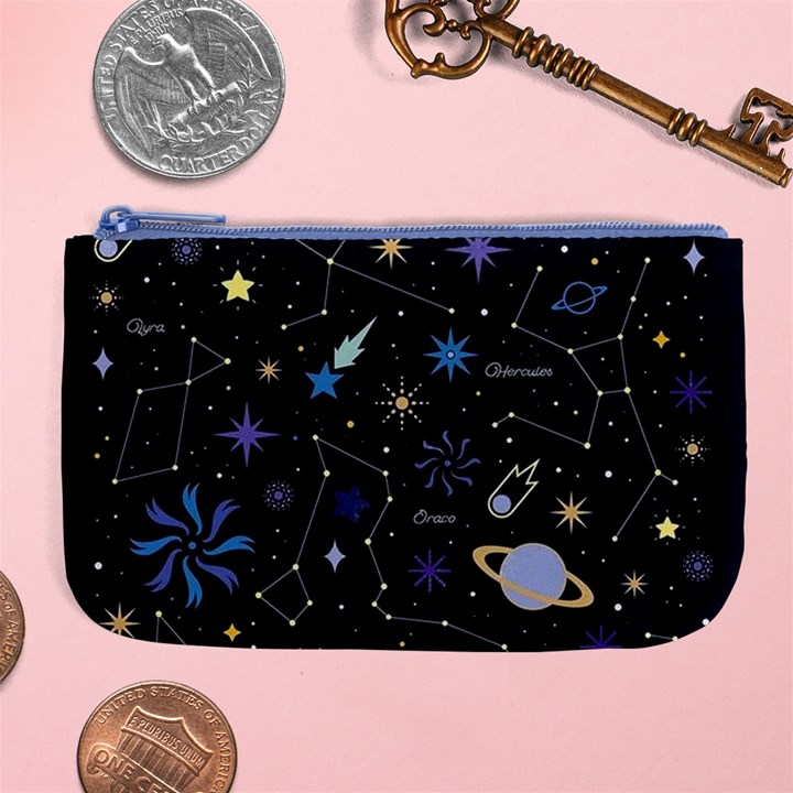 Starry Night  Space Constellations  Stars  Galaxy  Universe Graphic  Illustration Large Coin Purse