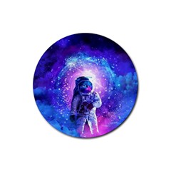 The Cosmonaut Galaxy Art Space Astronaut Rubber Round Coaster (4 Pack) by Pakjumat