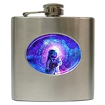 The Cosmonaut Galaxy Art Space Astronaut Hip Flask (6 oz) Front