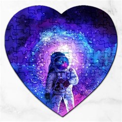 The Cosmonaut Galaxy Art Space Astronaut Jigsaw Puzzle (heart) by Pakjumat