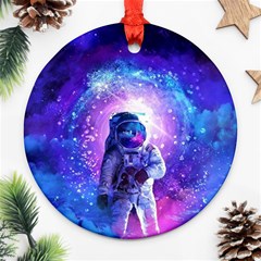 The Cosmonaut Galaxy Art Space Astronaut Round Ornament (two Sides) by Pakjumat