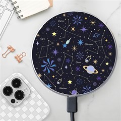 Starry Night  Space Constellations  Stars  Galaxy  Universe Graphic  Illustration Wireless Fast Charger(white) by Pakjumat