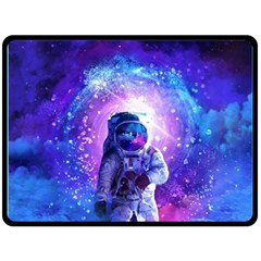 The Cosmonaut Galaxy Art Space Astronaut Two Sides Fleece Blanket (large) by Pakjumat