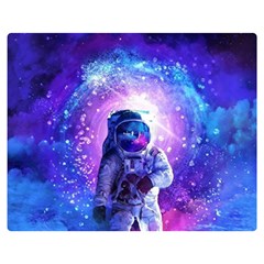 The Cosmonaut Galaxy Art Space Astronaut Two Sides Premium Plush Fleece Blanket (medium) by Pakjumat