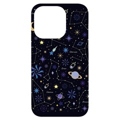 Starry Night  Space Constellations  Stars  Galaxy  Universe Graphic  Illustration Iphone 14 Pro Black Uv Print Case by Pakjumat