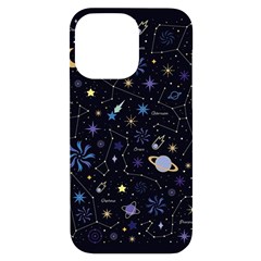 Starry Night  Space Constellations  Stars  Galaxy  Universe Graphic  Illustration Iphone 14 Pro Max Black Uv Print Case by Pakjumat