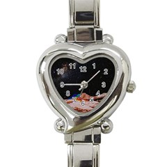 Retro Vintage Space Galaxy Heart Italian Charm Watch by Pakjumat