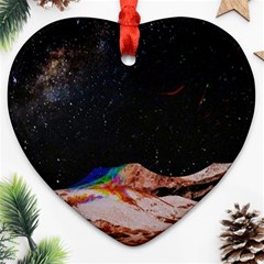 Retro Vintage Space Galaxy Heart Ornament (two Sides)