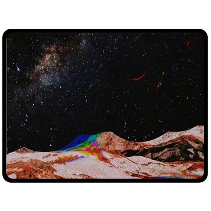 Retro Vintage Space Galaxy Fleece Blanket (Large)