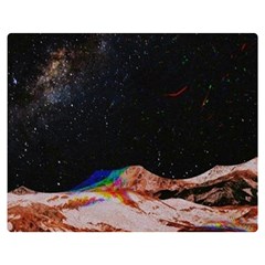 Retro Vintage Space Galaxy Two Sides Premium Plush Fleece Blanket (medium) by Pakjumat