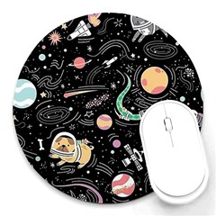 Animals Galaxy Space Round Mousepad by Pakjumat