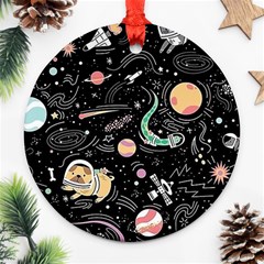 Animals Galaxy Space Round Ornament (two Sides) by Pakjumat