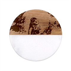 The Cosmonaut Galaxy Art Space Astronaut Classic Marble Wood Coaster (round)  by Pakjumat