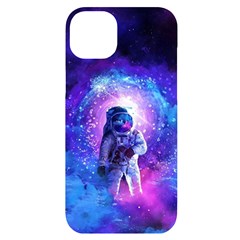 The Cosmonaut Galaxy Art Space Astronaut Iphone 14 Plus Black Uv Print Case by Pakjumat