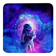 The Cosmonaut Galaxy Art Space Astronaut Square Glass Fridge Magnet (4 Pack) by Pakjumat