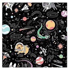 Animals Galaxy Space Square Satin Scarf (36  X 36 ) by Pakjumat