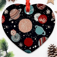 Space Galaxy Pattern Heart Ornament (two Sides) by Pakjumat