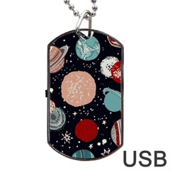 Space Galaxy Pattern Dog Tag Usb Flash (one Side) by Pakjumat