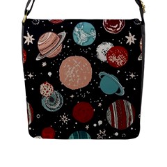 Space Galaxy Pattern Flap Closure Messenger Bag (l) by Pakjumat